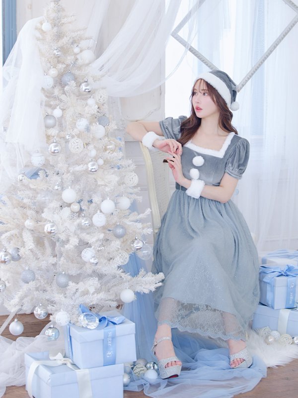 画像39: SALE!【サンタコス 5点セット】【S-Mサイズ/2カラー】ベロアワンピースサンタ[YMT] (39)