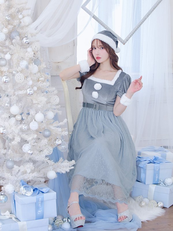 画像40: SALE!【サンタコス 5点セット】【S-Mサイズ/2カラー】ベロアワンピースサンタ[YMT] (40)