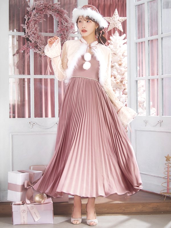 画像4: 【ノベルティ対象】【即日発送！】【サンタコス 4点セット】【S-Lサイズ/1カラー】ボレロ付きワンピースサンタ[YMT] (4)