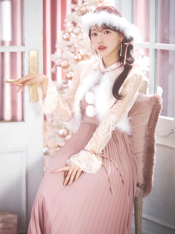 画像2: 【ノベルティ対象】【即日発送！】【サンタコス 4点セット】【S-Lサイズ/1カラー】ボレロ付きワンピースサンタ[YMT] (2)