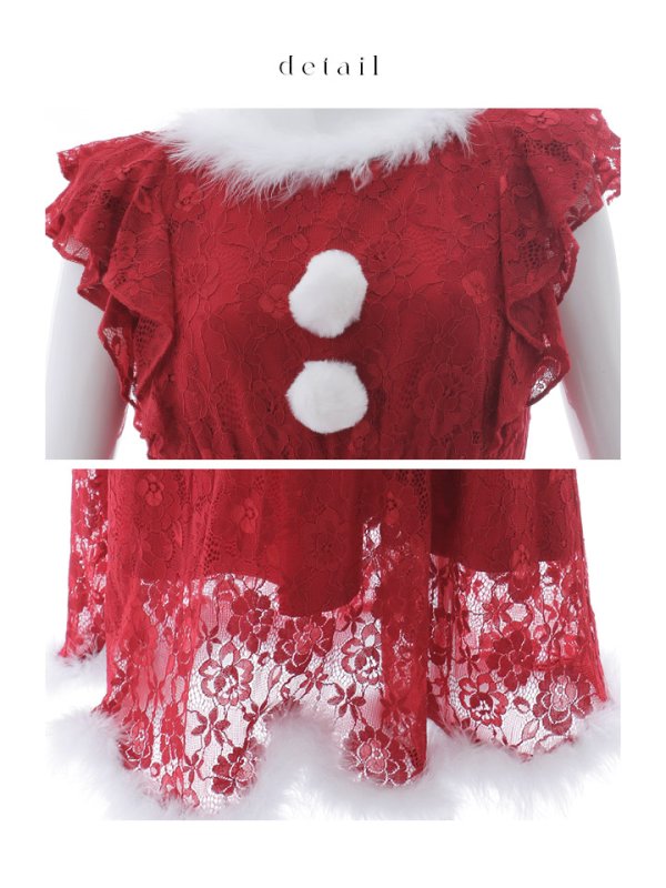 画像23: SALE!【サンタコス 4点セット】【S-Lサイズ/1カラー】フラワーレースワンピースサンタ[YMT] (23)