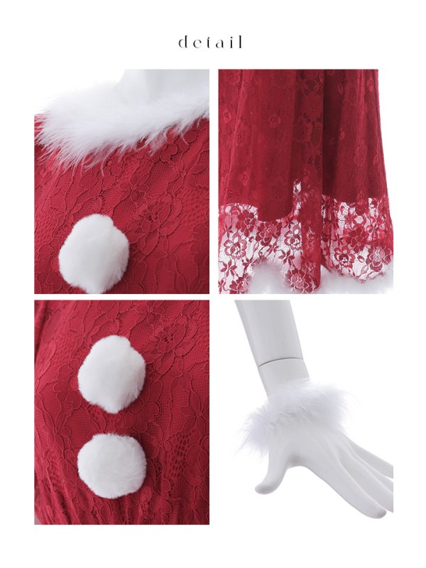 画像24: SALE!【サンタコス 4点セット】【S-Lサイズ/1カラー】フラワーレースワンピースサンタ[YMT] (24)