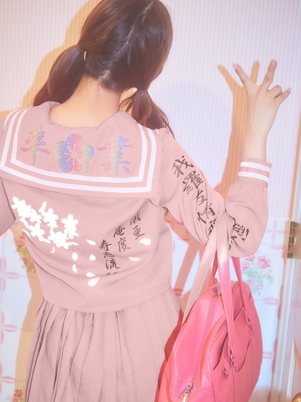 画像5: 【即日発送！】【ハロウィン】ピンクJKコスプレセット【ハロウィン3点セット】【S?Mサイズ/1カラー】(B023SB/0415socksSB)[OF01] (5)