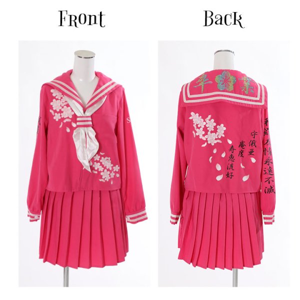 画像8: 【即日発送！】【ハロウィン】ピンクJK/女子高生/セーラー服コスプレセット【ハロウィン3点セット】【S?Lサイズ/1カラー】(B023SB/0415socksSB)[YMT] (8)