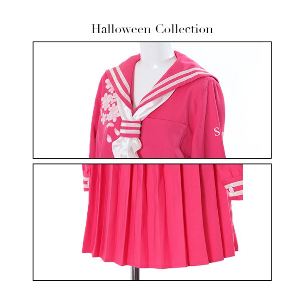 画像9: 【即日発送！】【ハロウィン】ピンクJKコスプレセット【ハロウィン3点セット】【S?Mサイズ/1カラー】(B023SB/0415socksSB)[HC03] (9)