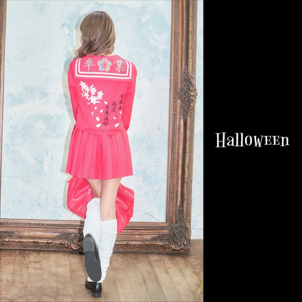 画像4: 【即日発送！】【ハロウィン】ピンクJKコスプレセット【ハロウィン3点セット】【S?Mサイズ/1カラー】(B023SB/0415socksSB)[HC03] (4)