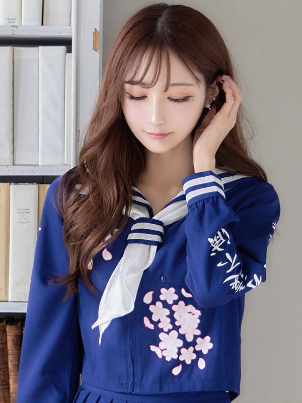 画像8: 【即日発送！】【ハロウィン】セーラー服JK/女子高生/セーラー服コスプレセット【ハロウィン3点セット】【S〜Lサイズ/1カラー】(B7748/B023SB/0415socksSB)[HC03] (8)