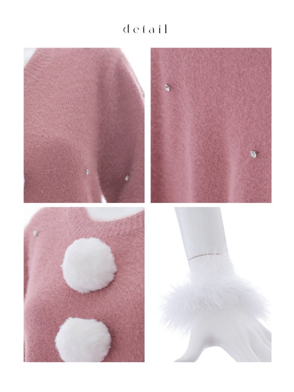 画像42: SALE!【サンタコス 5点セット】【S-Lサイズ/2カラー】ビジューニットワンピースサンタコスプレ[OF01] (42)