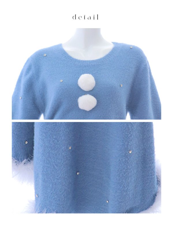 画像37: SALE!【サンタコス 5点セット】【S-Lサイズ/2カラー】ビジューニットワンピースサンタコスプレ[OF01] (37)