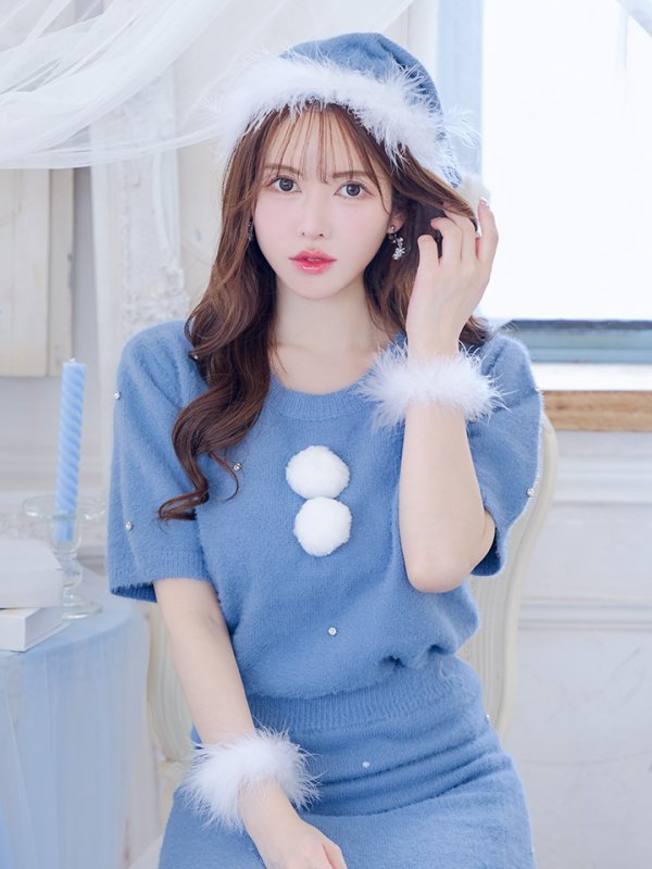 画像31: SALE!【サンタコス 5点セット】【S-Lサイズ/2カラー】ビジューニットワンピースサンタコスプレ[OF01] (31)