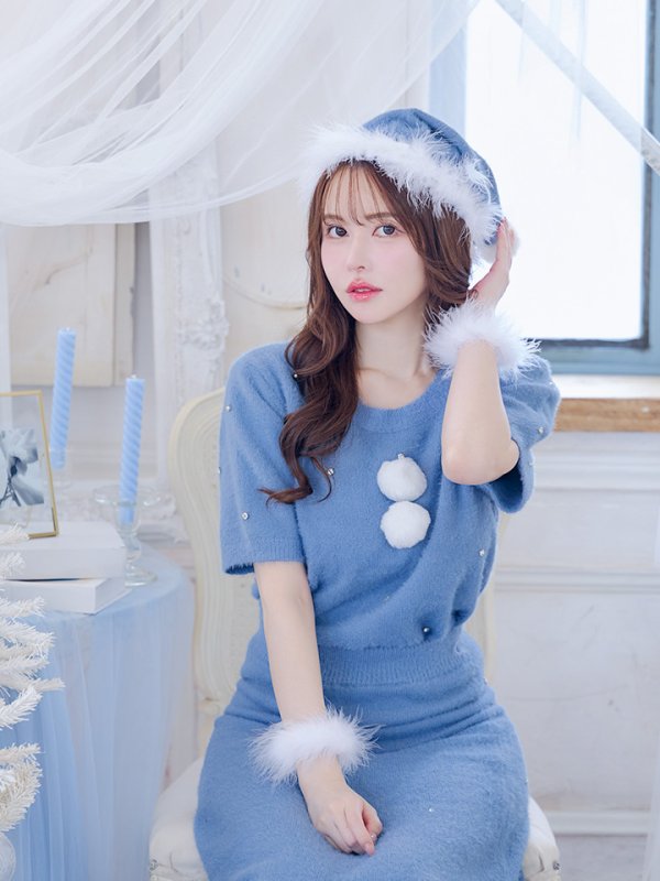 画像5: SALE!【サンタコス 5点セット】【S-Lサイズ/2カラー】ビジューニットワンピースサンタコスプレ[OF01] (5)