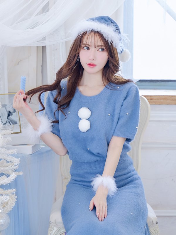 画像11: SALE!【サンタコス 5点セット】【S-Lサイズ/2カラー】ビジューニットワンピースサンタコスプレ[OF01] (11)