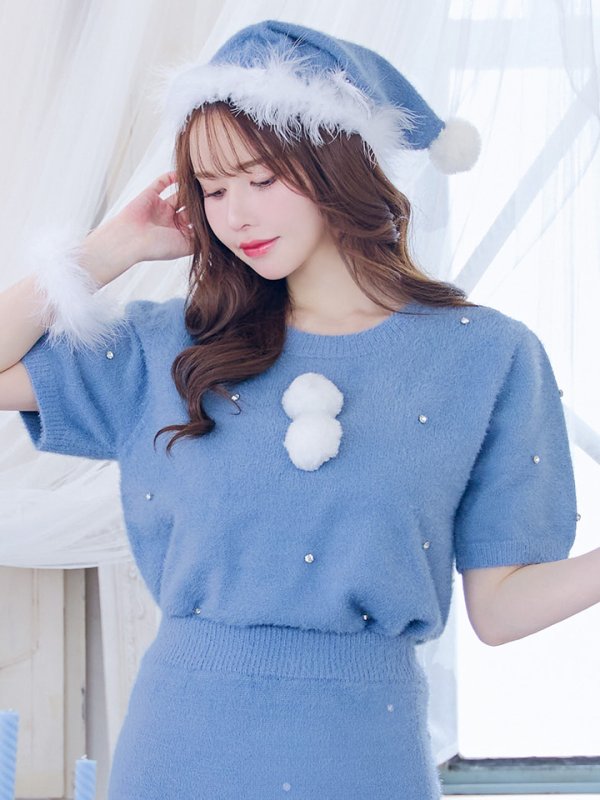 画像27: SALE!【サンタコス 5点セット】【S-Lサイズ/2カラー】ビジューニットワンピースサンタコスプレ[OF01] (27)