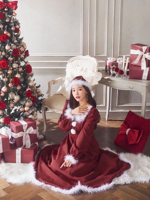 画像33: 【ノベルティ対象】【即日発送】【サンタコス 4点セット】【S-Lサイズ/2カラー】バックリボンフレアワンピースサンタコスプレ[OF01] (33)