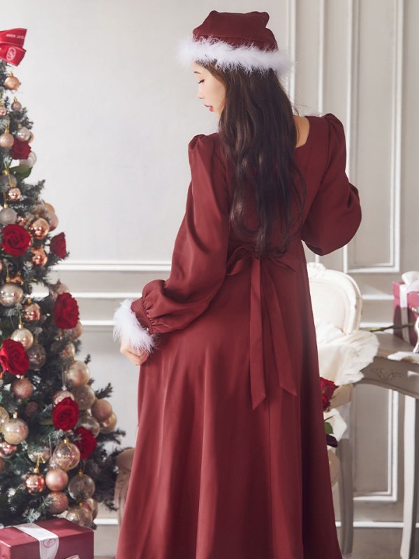 画像39: 【ノベルティ対象】【即日発送】【サンタコス 4点セット】【S-Lサイズ/2カラー】バックリボンフレアワンピースサンタコスプレ[OF01] (39)