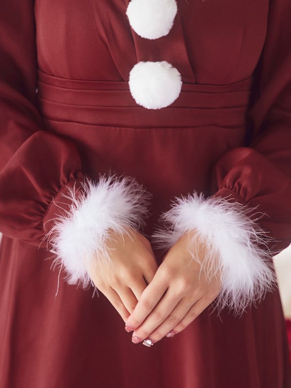 画像42: 【ノベルティ対象】【即日発送】【サンタコス 4点セット】【S-Lサイズ/2カラー】バックリボンフレアワンピースサンタコスプレ[OF01] (42)