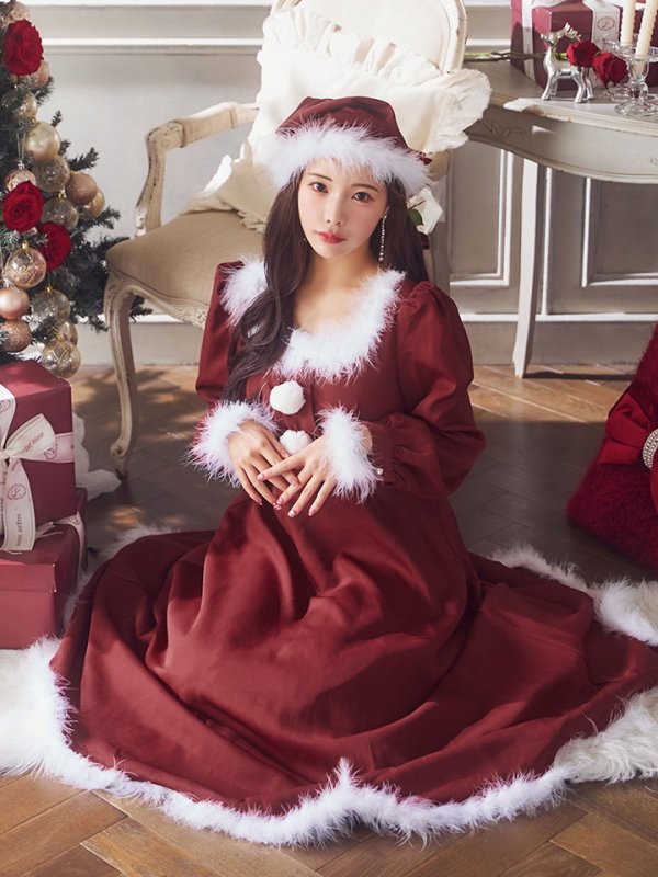 画像5: 【ノベルティ対象】【即日発送】【サンタコス 4点セット】【S-Lサイズ/2カラー】バックリボンフレアワンピースサンタコスプレ[OF01] (5)