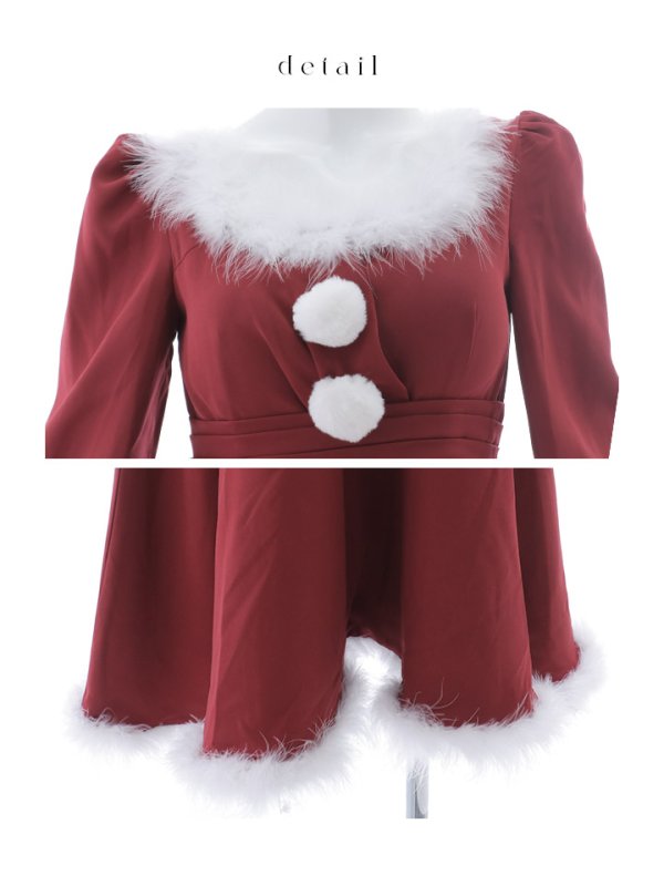 画像45: 【ノベルティ対象】【即日発送】【サンタコス 4点セット】【S-Lサイズ/2カラー】バックリボンフレアワンピースサンタコスプレ[OF01] (45)