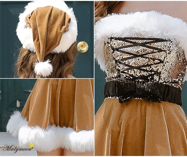 画像19: 【即日発送】【クリスマスコスプレ4点セット】【Malymoon/マリームーン】レースアップxウエストリボンサンタコスプレ【フリーサイズ/8カラー】[YMT] (19)