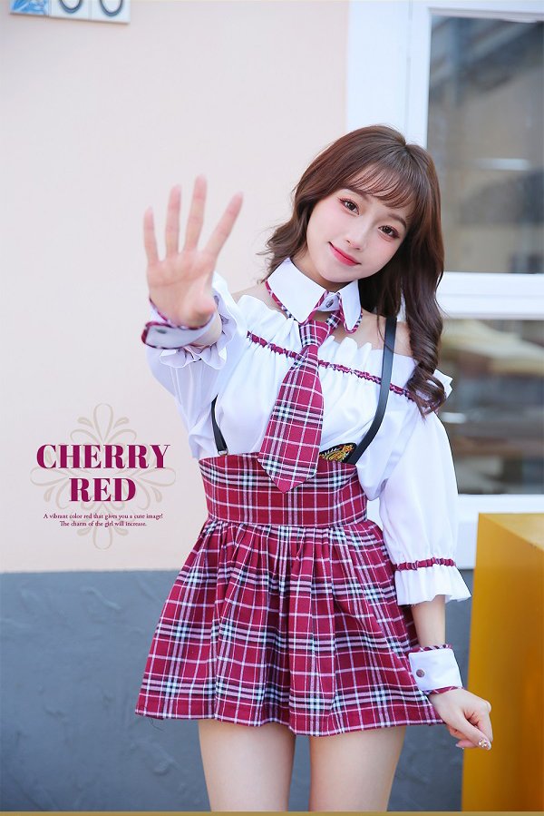 画像7: 【即日発送】オフショル女子高生/ミニスカJK《ハロウィンコスプレ8点セット》【Malymoon/マリームーン】[HC03] (7)