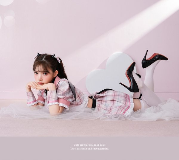 画像2: 【即日発送】チェックデビル制服コスチューム【マリームーン】【ハロウィンコスプレ10点セット】【フリーサイズ/2カラー】[HC03] (2)