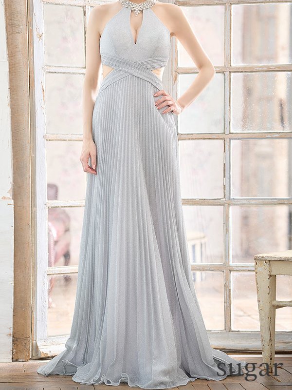 画像4: 【IRMA/イルマ】ラメ/プリーツ/ サイドシアー/ アメスリ/ ロング/ キャバドレス long[OF2A] (4)