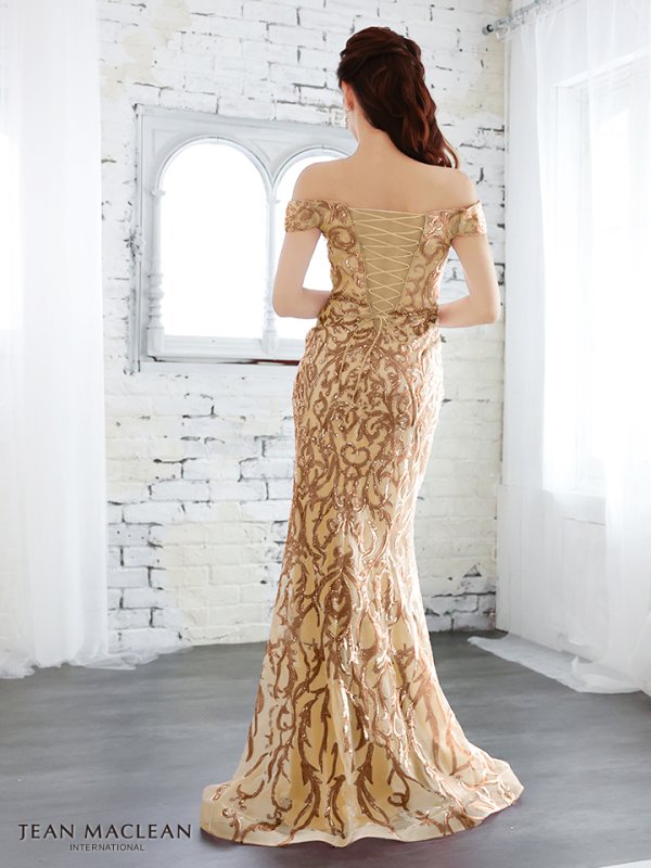 画像3: 【JEAN MACLEAN/ジャンマクレーン】スパンコール刺繍/ オフショル/ スピンドル/ マーメイド/ ロング/ キャバドレス long[OF2A] (3)