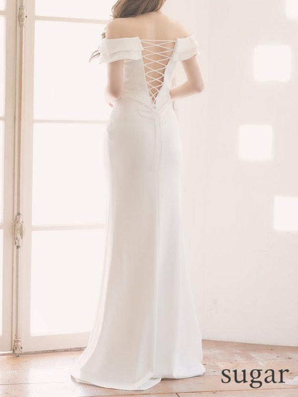 画像11: 【JEAN MACLEAN/ジャンマクレーン】ワンカラー/ オフショル/ スリット/ ロングドレス/ キャバドレスlong[OF2A] (11)