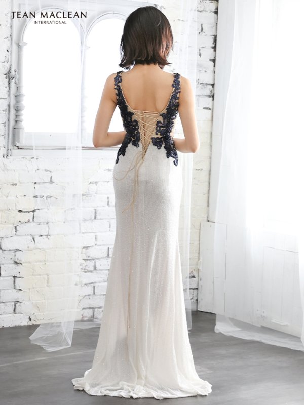 画像4: Lサイズあり【JEAN MACLEAN/ジャンマクレーン】刺繍/ スリット/ スピンドル/ ロング/ キャバドレス long[OF2A] (4)