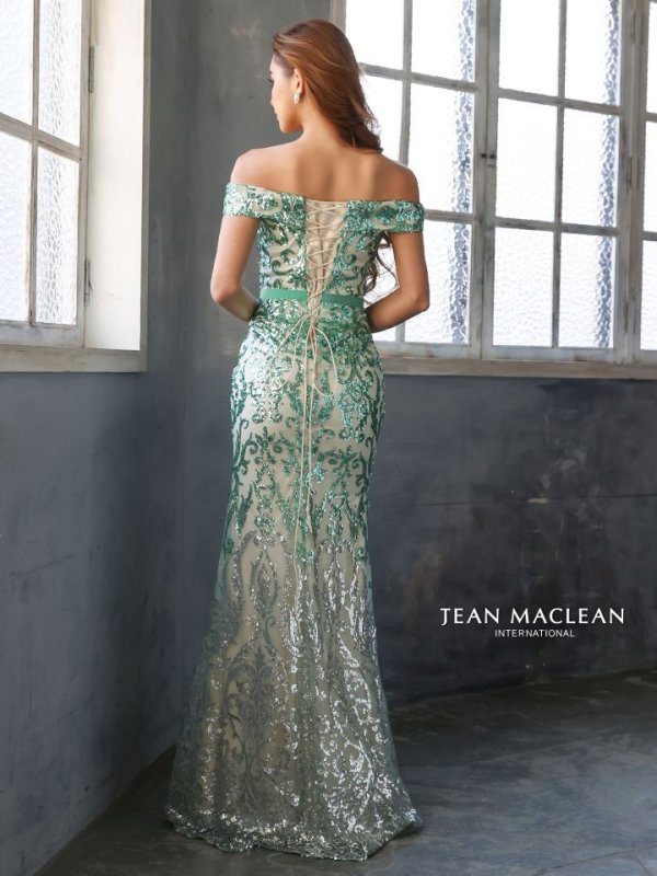 画像8: 【JEAN MACLEAN/ジャンマクレーン】オフショル/ スパンコール刺繍/ スピンドル/ ロング/ キャバドレス long[OF2A] (8)