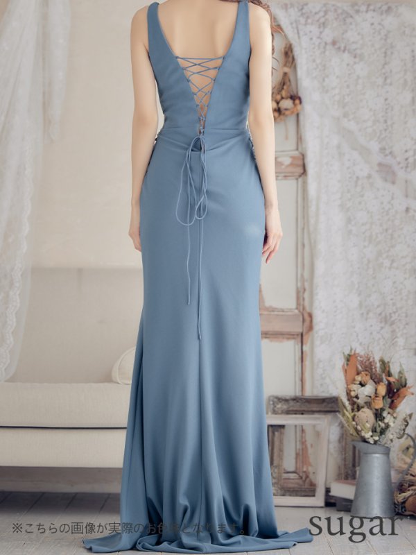 画像12: 【IRMA/イルマ】ワンカラー/ シアーレース/ ビジュー/ ストレッチ/ スリット/ ロングドレス /キャバドレス long[OF2A] (12)