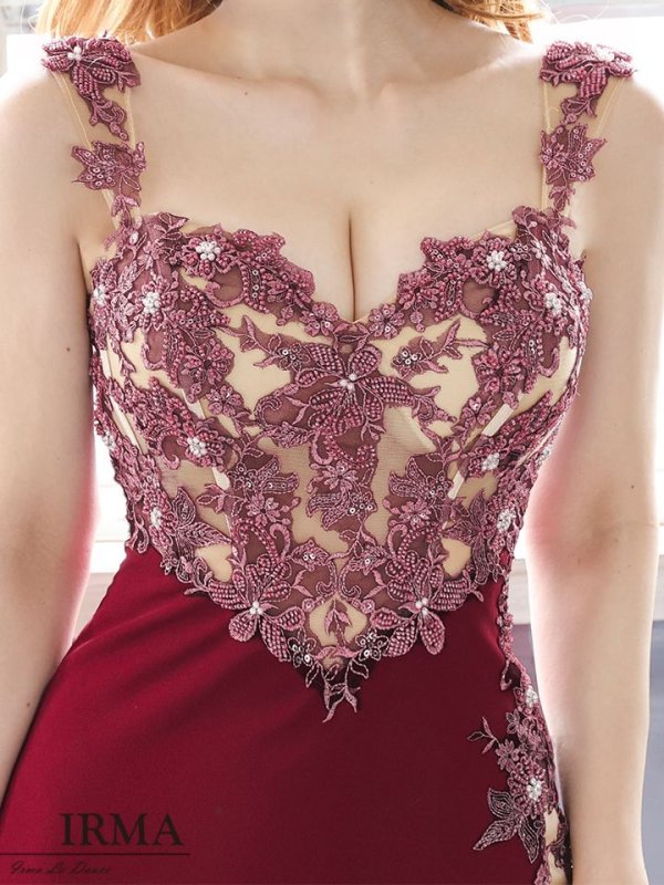 画像2: 【IRMA/イルマ】フラワー刺繍/ シアー/ スリット/ ロングドレス/ キャバドレス long[OF2A] (2)