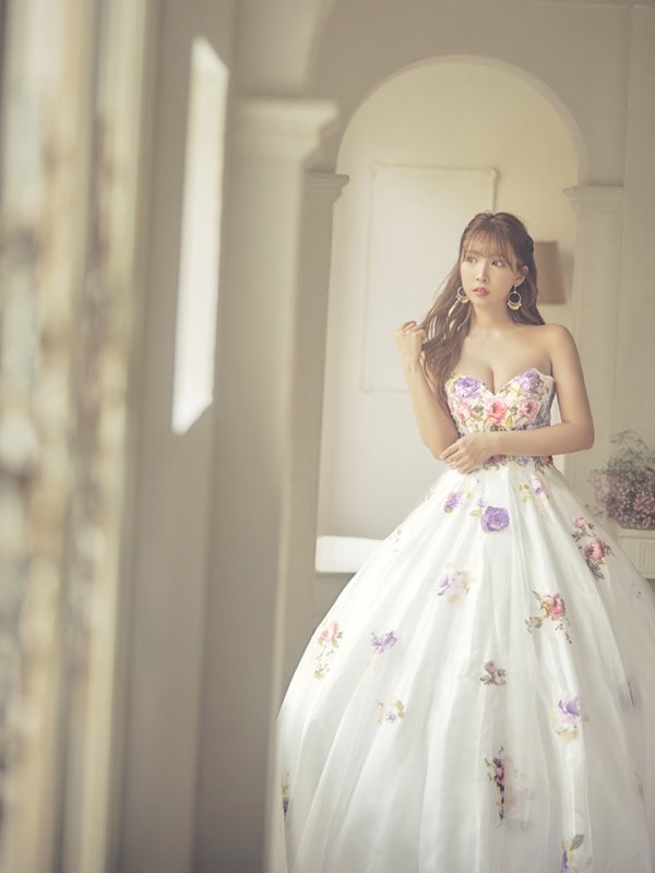 画像7: 【関西コレクション着用】【JEAN MACLEAN/ジャンマクレーン】フラワーオーガンジー/ ベア/ プリンセス/ ロングドレス / キャバドレス long[OF2A] (7)