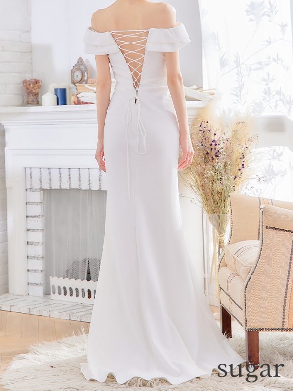 画像8: 【JEAN MACLEAN/ジャンマクレーン】ワンカラー/ オフショル/ スリット/ ロングドレス/ キャバドレスlong[OF2A] (8)