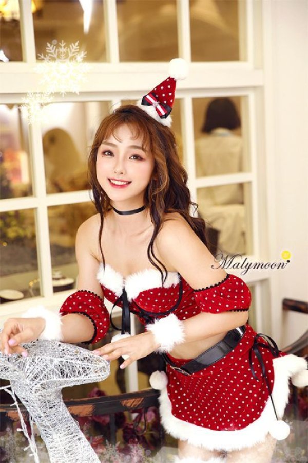 画像15: 【即日発送】【クリスマスコスプレ9点セット】【Malymoon/マリームーン】ラメドットサンタクロースコスチューム【フリーサイズ/2カラー】[YMT] (15)