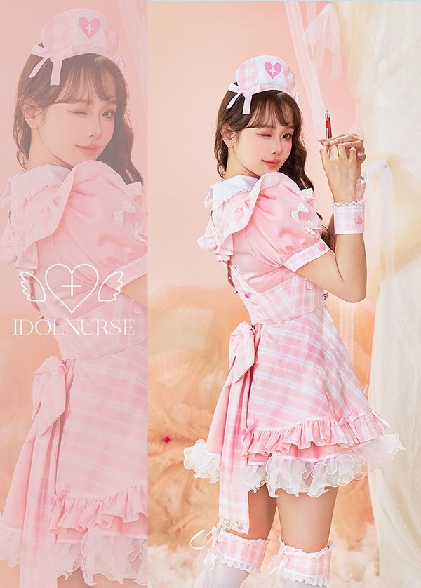 画像13: 【即日発送】アイドルチェックナース【マリームーン】【ハロウィンコスプレ5点セット】【フリーサイズ/2カラー】[HC03] (13)