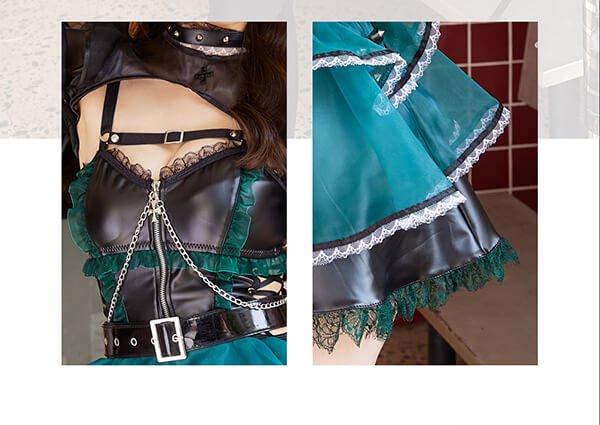 画像10: 【即日発送】ホーンテッドブラックレザーナース【マリームーン】【ハロウィンコスプレ6点セット】【フリーサイズ/2カラー】[OF04] (10)