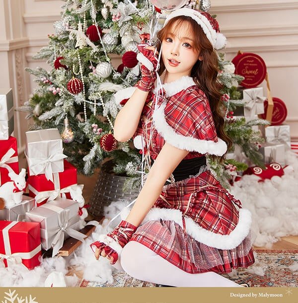 画像4: 【即日発送！】【クリスマスコスプレ6点セット】【Malymoon/マリームーン】チェックエンジェルサンタ【フリーサイズ/1カラー】[HC03] (4)