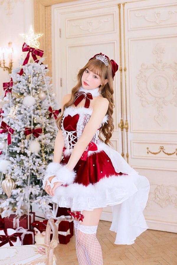 画像2: 【クリスマスコスプレ13点セット】【Malymoon/マリームーン】プリンセスチュールファーサンタコスプレ【2サイズ/1カラー】【予約/12月上旬発送予定】[HC03] (2)