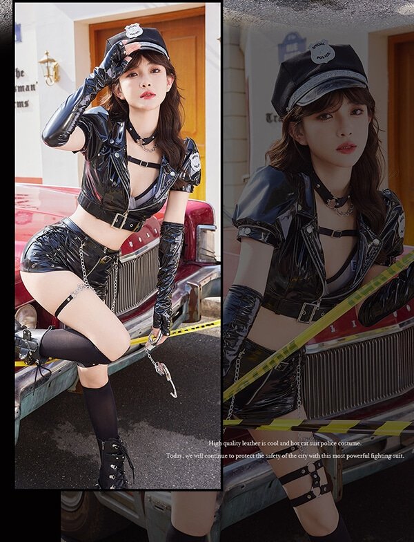 画像6: 【即日発送】パンキッシュレザーポリス【マリームーン】【ハロウィンコスプレ8点セット】【フリーサイズ/1カラー】[HC03] (6)
