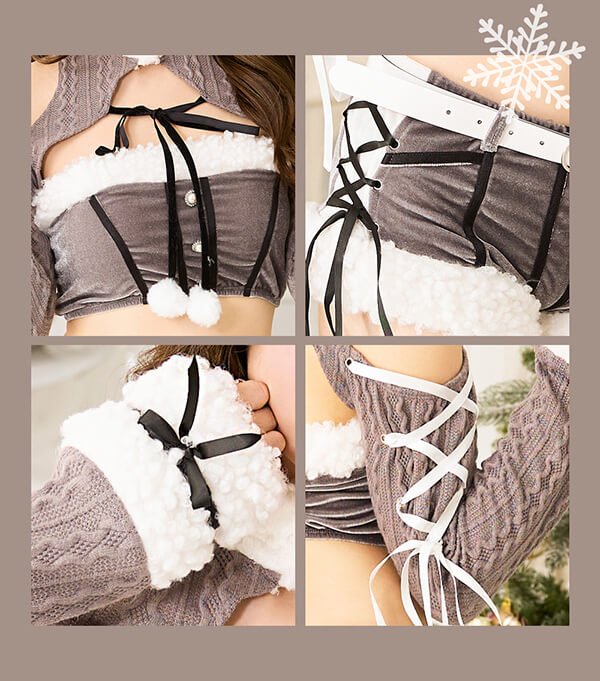 画像15: 【即日発送！】【クリスマスコスプレ7点セット】【Malymoon/マリームーン】リボンラッピングサンタセットアップ【フリーサイズ/2カラー】[OF03] (15)