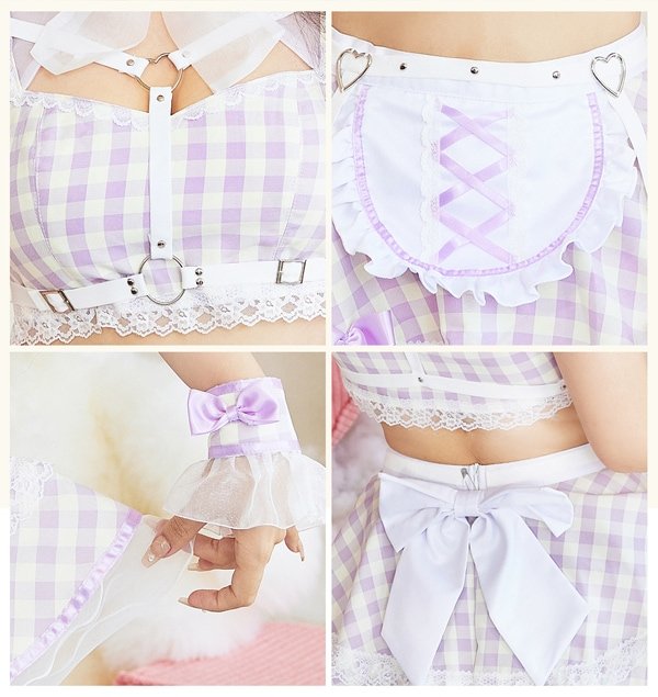 画像16: 【即日発送】ハーネスポップギンガムチェックメイド【マリームーン】【ハロウィンコスプレ8点セット】【フリーサイズ/3カラー】[OF04] (16)