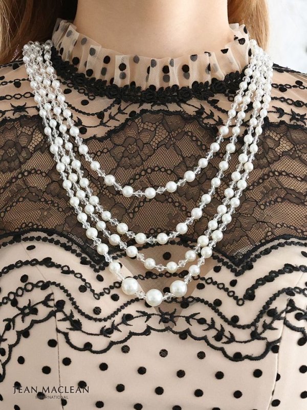 画像7: Lサイズあり!!【JEAN MACLEAN/ジャンマクレーン】ドットレース/ 袖あり/ バックシャン/ タイト/ ミディアム丈/ キャバドレス【HC02】 (7)