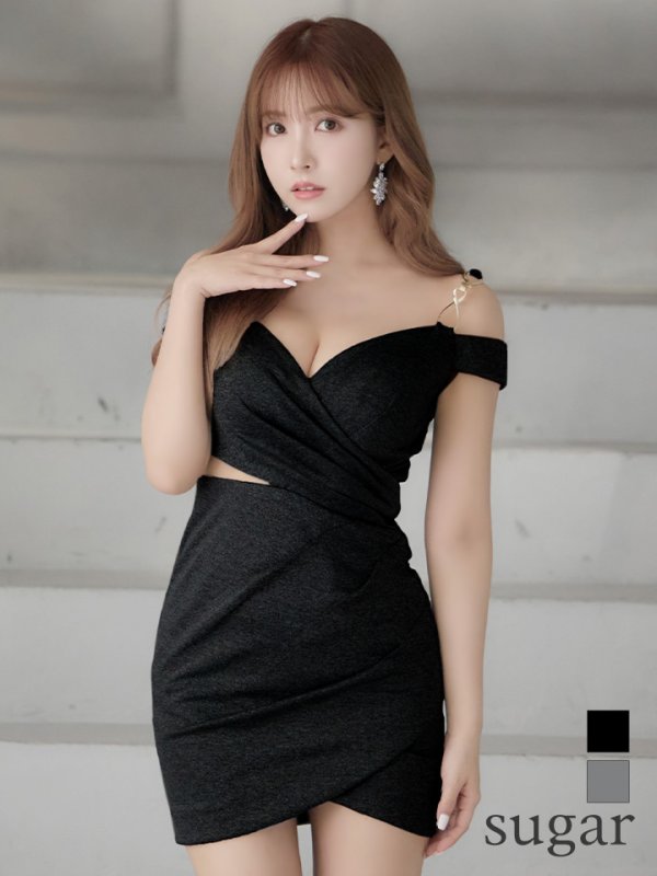 画像13: sugarオリジナルカラー・XSサイズあり【IRMA/イルマ】ワンカラー/ カットアウト/ オフショル/ タック/ 変形スカート/ タイト/ ミニドレス/ キャバドレス【HC02】 (13)