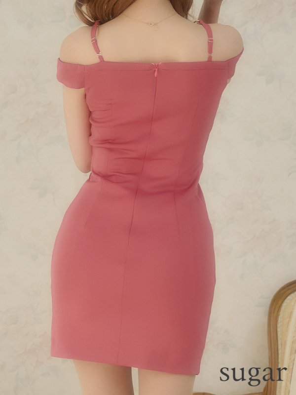 画像9: sugarオリジナルカラー・XSサイズあり【IRMA/イルマ】ワンカラー/ カットアウト/ オフショル/ タック/ 変形スカート/ タイト/ ミニドレス/ キャバドレス【HC02】 (9)
