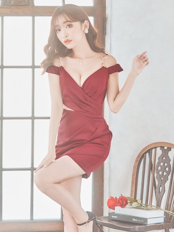 画像36: sugarオリジナルカラー・XSサイズあり【IRMA/イルマ】ワンカラー/ カットアウト/ オフショル/ タック/ 変形スカート/ タイト/ ミニドレス/ キャバドレス【HC02】 (36)