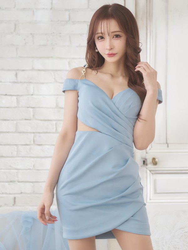 画像45: sugarオリジナルカラー・XSサイズあり【IRMA/イルマ】ワンカラー/ カットアウト/ オフショル/ タック/ 変形スカート/ タイト/ ミニドレス/ キャバドレス【HC02】 (45)