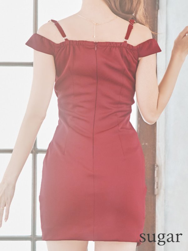 画像39: sugarオリジナルカラー・XSサイズあり【IRMA/イルマ】ワンカラー/ カットアウト/ オフショル/ タック/ 変形スカート/ タイト/ ミニドレス/ キャバドレス【HC02】 (39)
