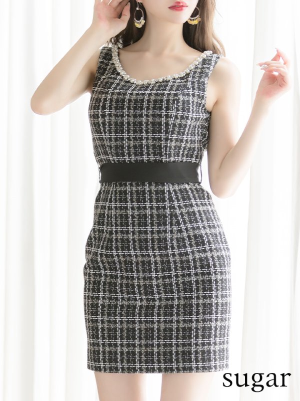 画像8: sugarオリジナルドレス★ Lサイズあり【IRMA/イルマ】ツイード/ ベルト/ カットアウト/ タイト/ ミニドレス/ キャバドレス【HC02】 (8)