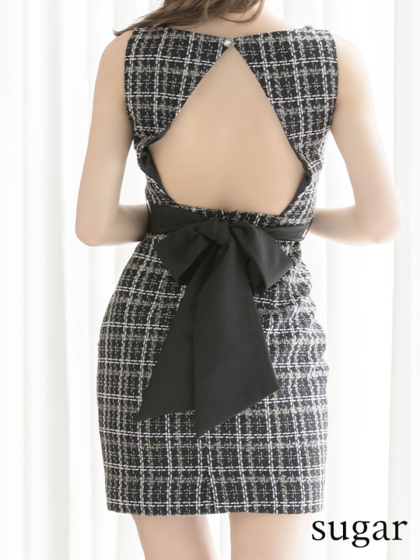 画像9: sugarオリジナルドレス★ Lサイズあり【IRMA/イルマ】ツイード/ ベルト/ カットアウト/ タイト/ ミニドレス/ キャバドレス【HC02】 (9)